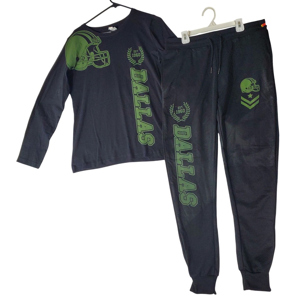 Black Ice Dallas Football Graphic Tee and Joggers Set Black Green Medium